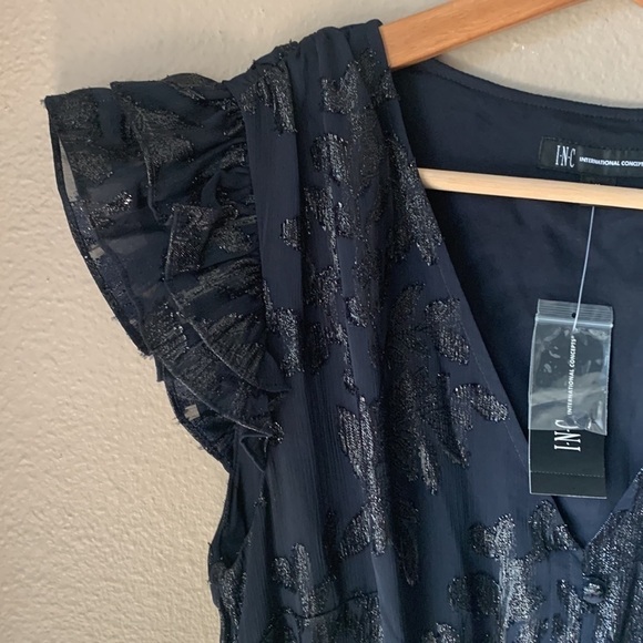 I.N.C. INTERNATIONAL CONCEPTS Ruffle Sleeve Sparkle Brit Prairie Dress - Picture 10 of 13